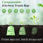Amyhill 100 Count 13 Gallon Compostable Trash Bags Drawstring Heavy Duty Extra Thick 1.58 Mil 49.2 Liter Garbage Bags 13 Gallon Tall Kitchen Food Scrap Waste for Home Bathroom Garbage, Green