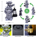 Solar Highland Cow Garden Decor - Resin Cow Statue with Solar Lantern Outdoor Yard Patio Decor - Ideal Gifts for Women,Mom Men (Grey)