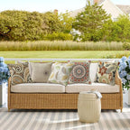 Outdoor Sunbrella Decorative Pillows Pack of 4, 16" x 16" Outdoor Pillow Set for Couch Bed Throw Patio Sofa, Momento Spring