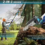 2-in-1 6 In Mini Chainsaw & Electric Pole Saw, Electric Pole Saws for Tree Trimming, 21V Cordless Battery Chainsaw Powered with 2 Batteries, Auto-oil, Chain saw for Tree Pruning/Wood Cutting