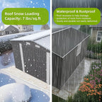 10x14 FT Outdoor Metal Storage Shed, Durable Garden Shed with Three Lockable Doors & Clear Window for Backyard, Patio, All-Weather Shelter for Bike, Gardening Tools, Lawn Mowers, Grey