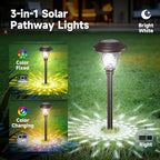 BEAU JARDIN 8 Pack Solar Pathway Lights Stainless Steel Outdoor Solar Powered Waterproof Glass High Lumen for Garden Landscape Path Yard Walkway Patio Driveway Outside White Color Changing Bronze