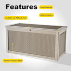 260 Gallon Outdoor Deck Box,Storage Lockable Waterproof Patio Furniture,Garden Tools,Cushions,Pool Accessories Outside Storage Resin Box(Grey)