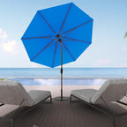 Midtown Umbrellas The Wooden 2-10 Feet Large Patio Umbrella, Terylast Cobalt Blue Fabric - Auto-Tilt Aluminum Frame For Backyard Umbrella, Deck Umbrella, Garden Umbrella & Pool - Wooden Pole