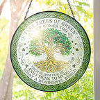 FLAGWIX Christmas Tree of Life Gifts for Women Men - Stained Glass Window Hanging 8 in - Birthday Gifts for Friend Family, Tree of Life Decor Suncatchers for Windows Hanging, Celtic Garden Decor