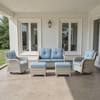 Patio Swivel Rocker Chairs: 5-Piece Set with Wicker Armrests for Outdoor Use, mos071-1 075 078-0