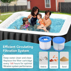 2-4 Person Inflatable Hot Tub, Large Square Portable Blow up Hot Tub, Leak-Proof PVC Outdoor Spa with 120 Air Jets, Insulated Cover and Heater Pump, 60” X 60” X 25”