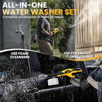 Cordless Pressure Washer for Dewalt 20V Battery, 800 PSI Portable Handheld Power Washer with Brushless Motor, 6-in-1 Nozzle, 3 Level Adjustable for Car Yard Fence Wall Cleaning (Battery Not Included)