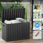 Mars Villa 45 Gallon Outdoor Storage Box, Resin Deck Box Waterproof, Storage Chest for Outside Patio Furniture Cushions, Pool Supplies, Garden Tools, UV Resistant and Weatherproof, Black