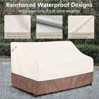 Okcool Heavy Duty Patio Sofa Cover, 100% Waterproof 3-Seater Outdoor Sofa Cover Fits up to 85W x 38D x 35H Inches, Lawn Patio Furniture Covers,Beige & Brown