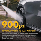 Wagan EL6312 Cordless Power Pressure Washer with 6-in-1 Long Nozzle 970PSI Portable Power Washer with 2 Rechargeable 3.0Ah Batteries Using for Car, Garden, Floor Cleaning