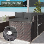 Outdoor Patio Furniture Set with Propane Fire Pit Table, 13 Pieces Outdoor Furniture Patio Sectional Sofa Conversation Sets w/ETL Approved 43" Gas Outdoor Fire Table & Coffee Table (Grey)