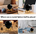Amazing Gemstone Black Obsidian Crystal Ball with Stand - 2" Inches Crystal Sphere Meditation Balls for Witchcraft and Decorative Balls