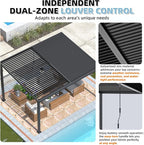 AECOJOY 13' x 10' Louvered Gazebo Pergola, 10x13 Outdoor Hardtop Wall-Mounted Lean to Gazebo with Adjustable Metal Rainproof Patio Roof, Pergolas and Gazebos Clearance, Heavy Duty Awnings for Patio