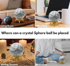 Amazing Gemstone Dendrite Opal Crystal Ball with Stand - 2 Inches Crystal Sphere Meditation Balls for Witchcraft and Decorative Balls