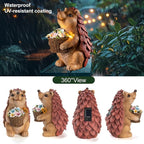 Frog Garden Statue with Solar Lantern (Hedgehog)