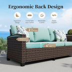 Patio Furniture Set Outdoor Furniture Brown Wicker Rattan Patio Conversation Sets with Cushion Outside Sofa Set,7 Pieces 9 Seats,Blue