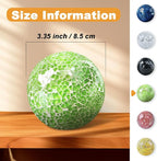 3.35 Inch Round Solid Glass Balls Orbs Decorative Mosaic Ball Centerpiece Sphere Crack Globe Crafts for Bowls Tray Table Garden Decoration Green Set of 3