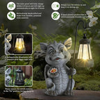 Garden Figurines Dragon Statue Decorations - Solar ResinDragon with Solar Garden Lights Outdoor Decorations for Patio,Yard,Lawn,