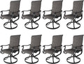 Amopatio Patio Swivel Chairs Set of 8, Outdoor Swivel Rocker Dining Chairs with All Weather Textilene High Back & Metal Frame, for Backyard Deck Lawn Garden, Dark Grey