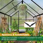 6x8 FT Greenhouse for Outdoors, Polycarbonate Green House with Adjustable Roof Vent and Rain Gutter, Aluminum Large Walk-in Greenhouse with Quick Setup Structure for Outside Garden Backyard Patio