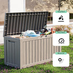 Vixzen 90 Gallon Resin Deck Box, Lockable Outdoor Storage Box for Patio Cushions Storage Furniture,Garden Tools, Pool Supplies, Weatherproof and UV Resistant-Grey