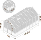 BlueWish 8x16FT Wood Greenhouse, Greenhouses with Cedar Frame, 6MM Thick Polycarbonate Panel, Wooden Green House with Adjustable Vent, Greenhouse for Outdoor, Patio, Garden, Backyard
