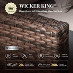 Patio Furniture Set, 7 Pcs Wicker Rattan Rattan Outdoor Conversation Set, 4 x Single Chairs, 1 x 3 Seater Sofa and 2 x Ottoman with 4" Thick Cushion for Garden Backyard Deck, Beige