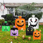 Qilery 6 Pcs Halloween Leaf Lawn Bags Plastic Pumpkin Trash Bags for Leaves with Twist Ties for Halloween Yard Garden Outdoor Party Favors Decorations