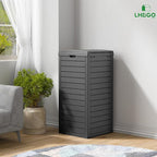 Outdoor Trash Can, 31 Gallon Garbage Can with Tiered Lid and Drip Tray, Waterproof Resin Patio Waste Bin for Garden, Backyard, Deck