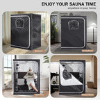 Gollense Portable Infrared Sauna for Home Spa 2 Person Full Size Personal Far Infrared Sauna Box with 2 Foldable Chairs, Dry Sauna Tent for Indoor, Black