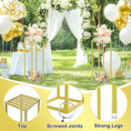 Gold Cylinder Stands for Party,2pcs Wedding flower stand,Metal Square Pedestal Stand for Display plant Parties Birthday Decor,31.5 Inch