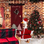 Porch Goose Outfits Christmas, Funny Silly Porch Goose Statue Accessories with Clothes Hat, Yard Lawn Goose Christmas Outfits Clothes for 23" Concrete Porch Geese Xmas Decorations (Red)