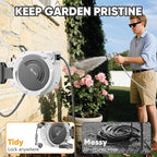 SILVEL Retractable Garden Hose Reel – 5/8 in x 75FT Heavy Duty Automatic Hose Reel Wall Mounted, Upgraded UV Resistant with 10 Pattern Nozzle, Any Length Lock & Slow Return System, 180°Swivel Bracket