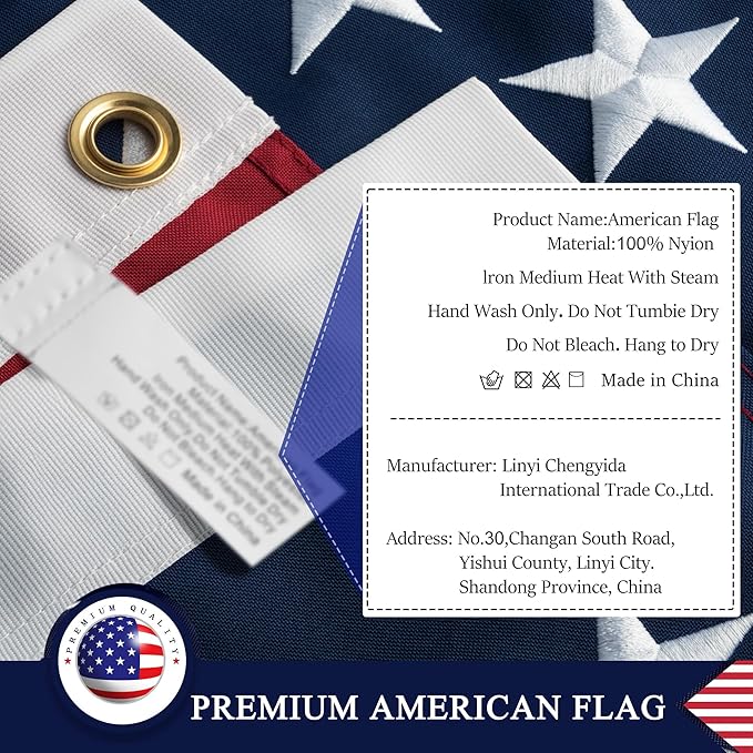4 x 6 American Flag 4x6 ft: Long Lasting US Flag, Heavy Duty Nylon, Embroidered Stars, Sewn Stripes, Brass Grommets, UV Protection Perfect for Outdoors! USA Flag