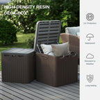 60 Gallon Outdoor Storage Box, Waterproof Patio Deck Box with Lockable Lid, Heavy-Duty HDPE Bench for Garden Tools, Cushions (Brown, 60 Gallon)