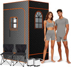 DoCred Upgraded 2 Person Portable Sauna Box, Extra Large Portable Steam Sauna for Home,Personal Sauna Tent Full Body with 2 Steamers, 2 Folding Chair,Remote Control