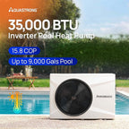 Aquastrong Inverter Swimming Pool Heat Pump, 35,000 BTU 9,000 Gallons Electric Pool Heater for Above Ground and Inground Pool, WiFi Capable Timer, Heating and Cooling Pool Heater 120V