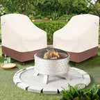 okcool Patio Adirondack Chair Cover 2 Pack,Waterproof Heavy Duty Outdoor Chair Covers,Patio Adirondack Chair Cover for Outdoor Chair,(35 W x 37 D x 36 H inches),Beige & Brown