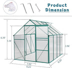 6x8 FT Polycarbonate Walk-in Greenhouses,Heavy Duty Hobby Green House,Storage Shed with Sliding Doors & Adjustable Roof Vent,Aluminum Sunroom Hot Houses for Outdoor Garden Backyard