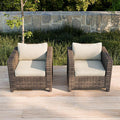 COOS BAY Lanai Chic Outdoor Chair Set of 2, Deep Seating Patio Chairs, Modern Outdoor Armchairs, 2 Pieces, Brown/Beige