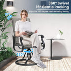Amopatio Patio Swivel Chairs Set of 2, Outdoor Swivel Rocker Dining Chairs with All Weather Textilene High Back & Metal Frame, for Backyard Deck Lawn, Light Gray