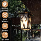 JYZ Dusk to Dawn Outdoor Pendant Lantern, 15 Inch Craftsman Style Large Exterior Hanging Light with Water Ripple Glass, Traditional Outdoor Chandelier for Front Porch Gazebo Patio Garden