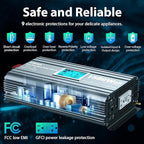 GIANDEL 1500 Watt Pure Sine Wave Power Inverter with UL458 GFCI Outlets Inverter 12V DC to 120V AC FCC Approved and Remote with Battery Level Monitor for RVs Campers Off Grid Solar Setup