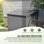 4x8 FT Lean to Metal Shed,Outdoor Storage Shed W/Floor Frame & Reversible Installation,All Weather Waterproof Garden Tool House W/Lockable Door & 2 Air Vents,for Backyard,Patio,Lawn,Gray