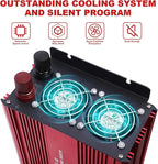 Power Inverter 2000 Watt, Modified Sine Wave Power Converter 2000W DC 12V to 110V AC Car Inverter with 2.4A USB Ports 3 AC Outlets Red