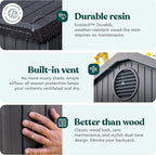 Keter Outdoor Storage Tool Shed, for House, Patio & Yard, Darwin, 6 x 8 Ft, Graphite Gray - Portable and Lockable Resin Utility Organizer for Backyard, Pool, Garden or Lawn Organization