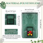 Berlune 6 Pcs Reusable Yard Waste Bags with Lid and Handles Extra Large Lawn Bags for Collecting Fall Leaves Heavy Duty Garden Trash Container for Camping Outdoor Debris Branches Grass(72 Gallon)