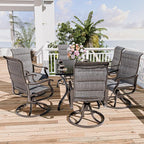 UDPATIO Patio Swivel Dining Chairs Set of 8, Outdoor Swivel Chairs High Back with All Weather Padded Textilene, Metal Rocking Frame for Lawn Garden Backyard, Dark Grey