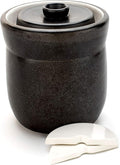 TOMO Fermentation Crock with Weights - Ceramic Sauerkraut Pickling Crock - Stoneware Kombucha Brewing (3L)